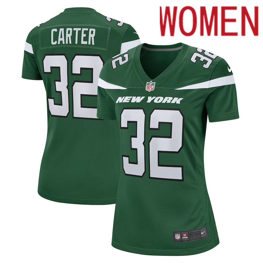 Women New York Jets #32 Michael Carter Nike Gotham Green Game NFL Jersey